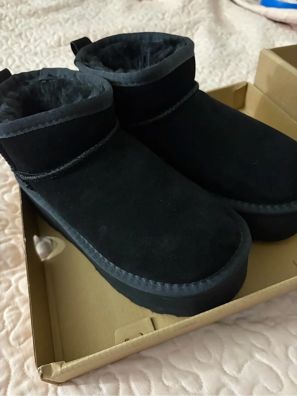 Classic Black Platform Ankle Boot — Women's Suede Slip-On Platform